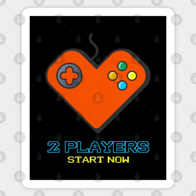 2 players start now matching Gamer Couple Sticker by opippi